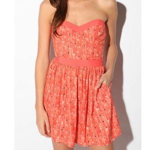 Urban outfitters orange/coral strapless dress